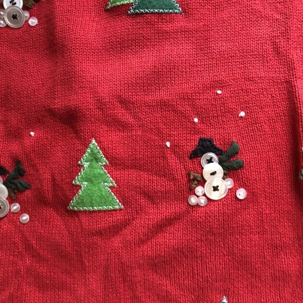 Quacker Factory Red Button Snowman Christmas Swea… - image 3